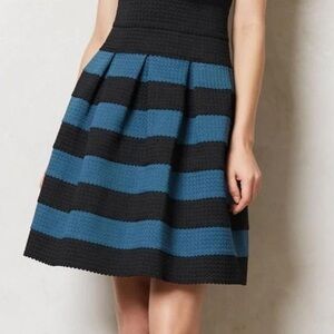 Anthropologie Girls From Savoy Bell Skirt Black & Blue Quiet Luxury M/L
